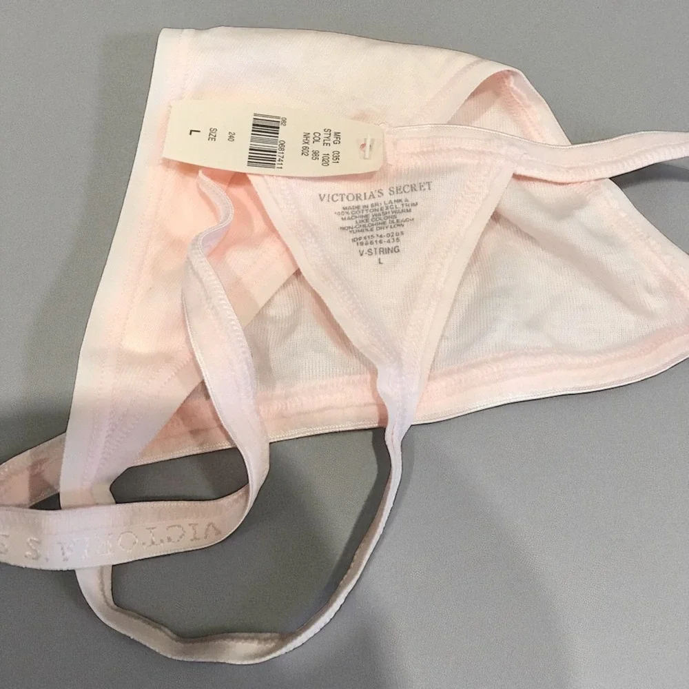 NWT Victoria's Secret Vintage Signature Cotton Logo V  String Thin Band Thong LG